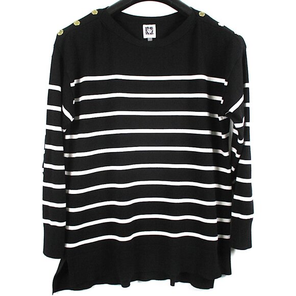 ANNE KLEIN BOAT NECK STRIPED SWEATER - Picture 1 of 14